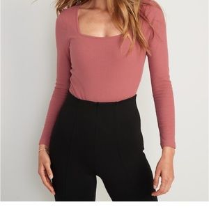 Square Neck Ribbed Body Suit